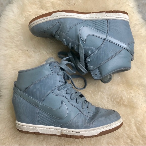 Nike Shoes - Nike Dunk Sky Hi Gray Leather Wedge Sneakers